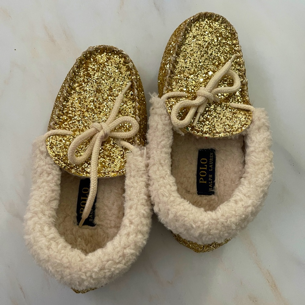 Ralph Lauren Shoes Gold Slippers Size 4